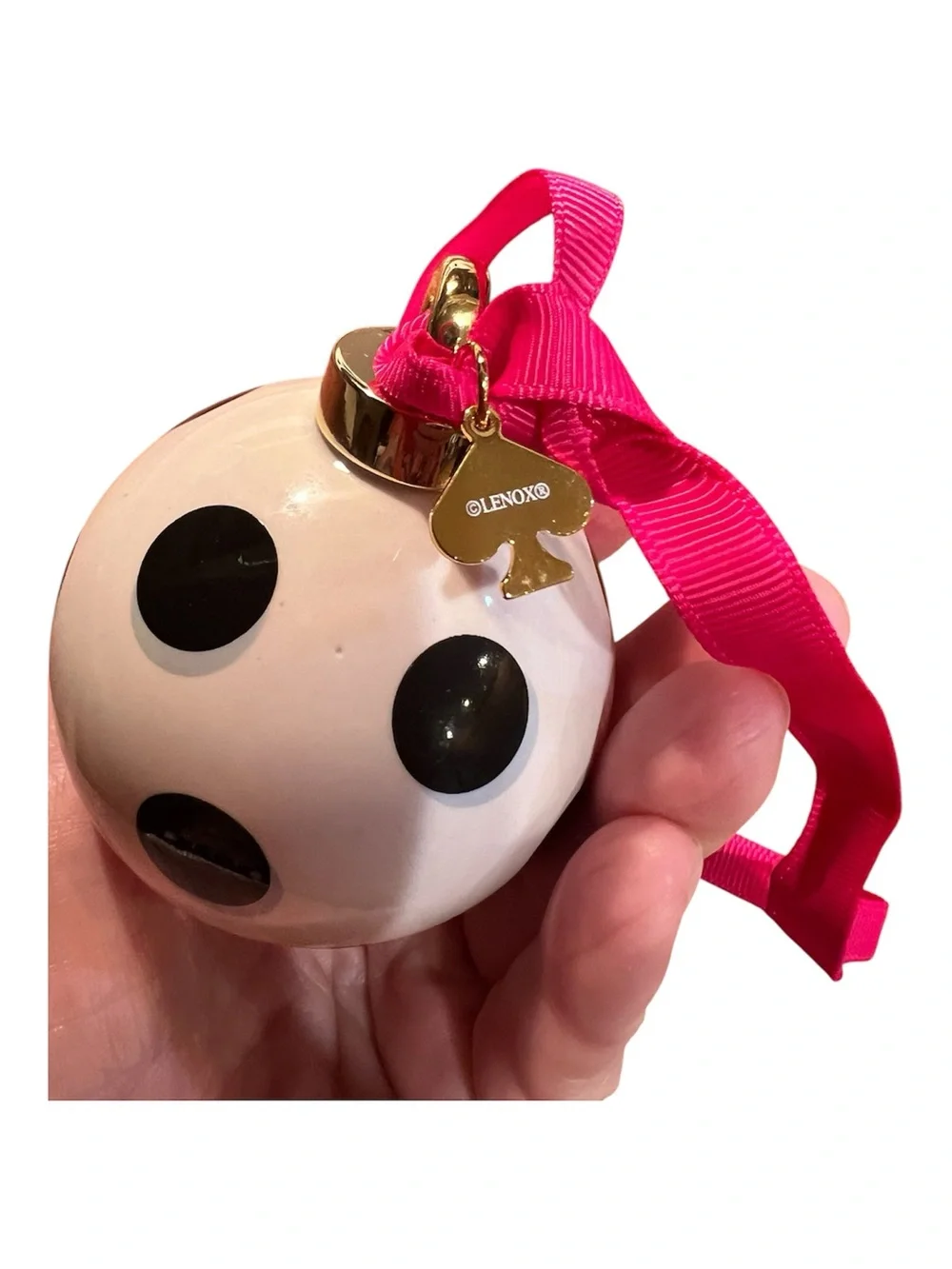 Kate Spade New York Lenox Porcelain Polka Dot Ball Christmas Ornament Gold Spade